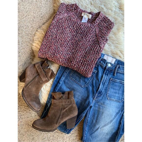 Isabel Marant Étoile Open‎ Knit Cotton Crewneck Sweater Red Multi Size XS - Picture 11 of 12